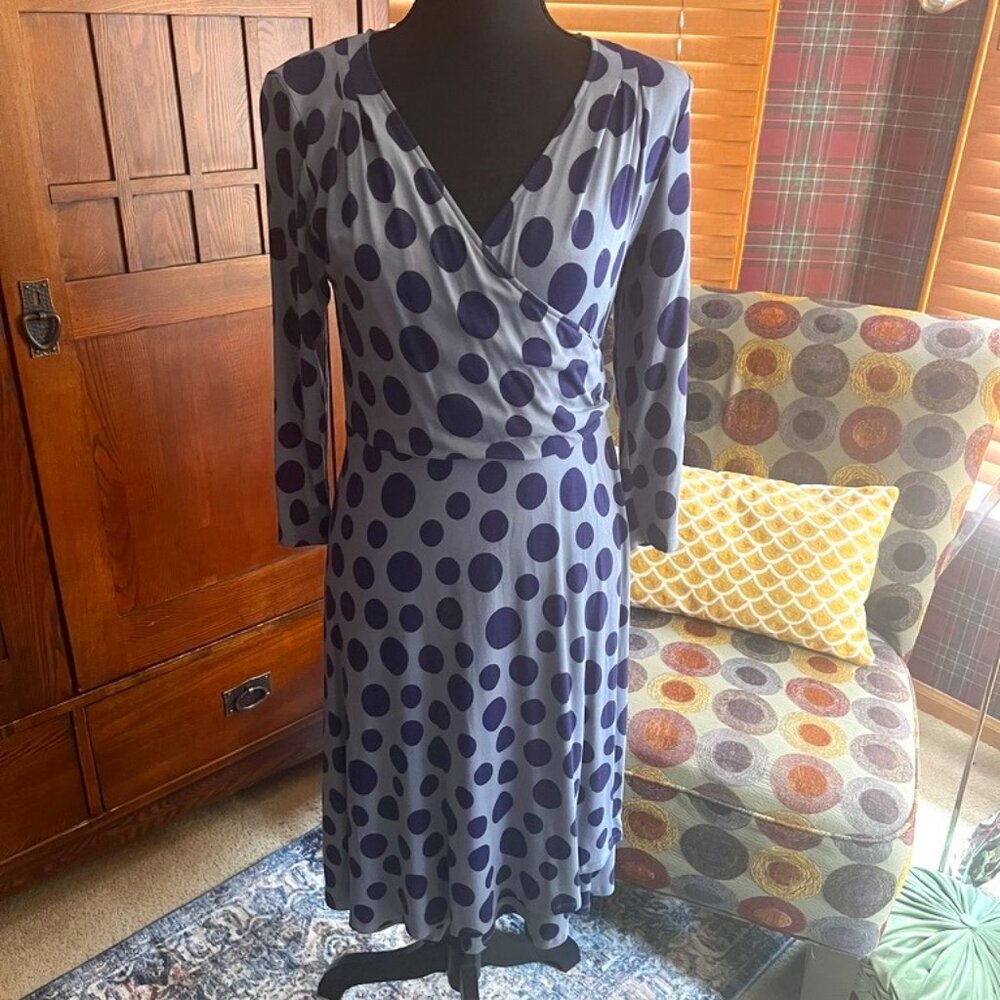 Boden Wrap Polka Dot Jersey Dress Size 10R